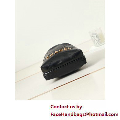 Chanel Shiny Calfskin  &  Gold-Tone Metal CHANEL 22 Mini Handbag AS3980 Black